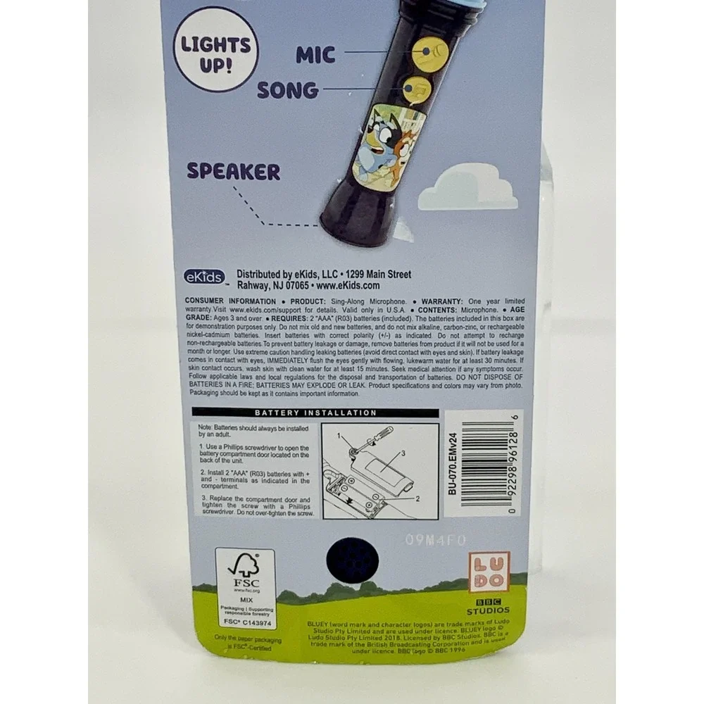 Bluey‎ Karaoke Microphone Ligth Up Gift Idea For Kids 3+ Year Birthday Gift Idea